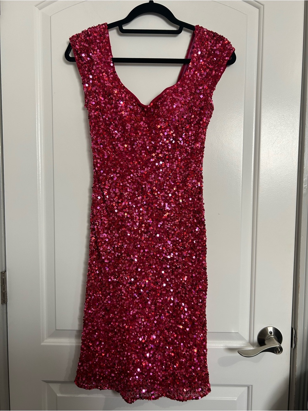 SCALA 100% Silk 90s Vintage Sequin Pink Mini Dress Size 6 prom HOCO y2k chic
